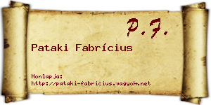 Pataki Fabrícius névjegykártya