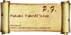 Pataki Fabrícius névjegykártya